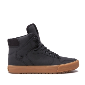 Supra Mens VAIDER COLD WEATHER Black/Black/gum High Top Shoes | CA-42504